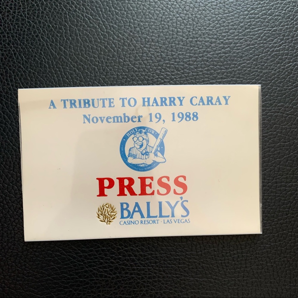 Rare official press pass badge from 1988 Tribute to Harry Caray Cubs event